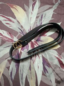 Stylish Black Belt with Gold Buckle