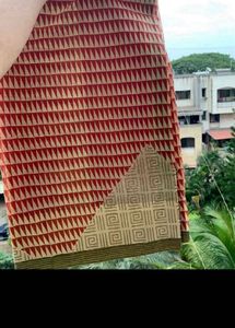 Red Geometric Print Saree