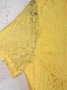 Elegant Yellow Lace Blouse Top Layered