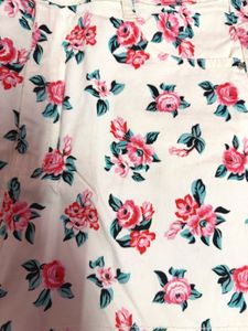 Floral Print Denim Shorts