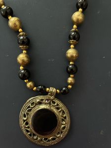 Vintage Black &amp; Gold Beaded Necklace