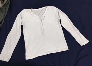 Ribbed Long Sleeve Henley Top