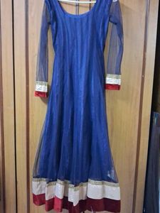 Elegant Blue & Gold Anarkali suit