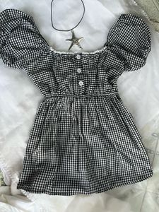 Gingham Puff Sleeve Dress