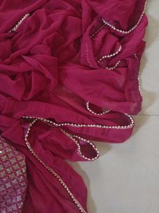 Beautiful Magenta Saree with Embellishments