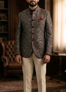 Black printed jodhpuri blazer