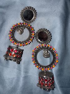 Boho Mirror Jhumka Earrings