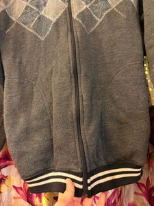 Gray Argyle Zip-Up Jacket