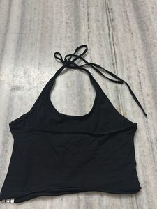 Black Halter Neck Crop Top