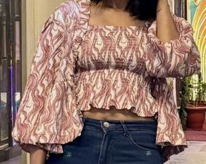 Trendy Smocked Square Neck Top