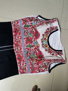 Embroidered Kurta...upperpart cotton lower Den