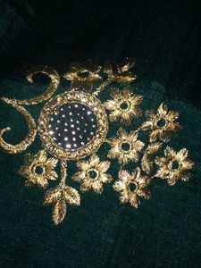 Emerald Green Embroidered Saree