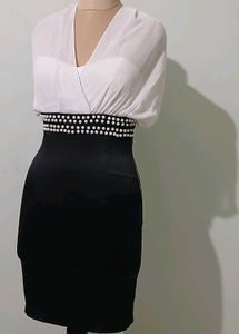 Designer wear Black &amp; White Party/Prom Dress