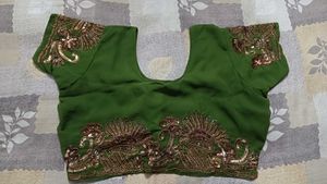 Mehndi Green Embroidered Saree with Blouse