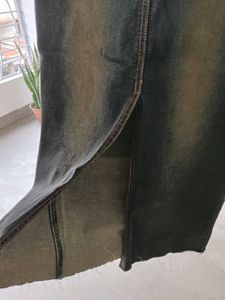 Vintage Wash Denim Maxi Skirt