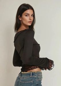 Newme Black Lace Trim Asymmetrical Top
