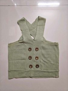 Chic Sage Green Cropped Knit Top