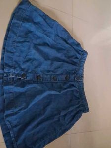Blue Denim Button-Front Skirt