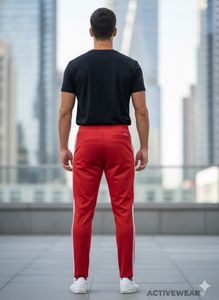 Red &amp; White Stripe Track Pants