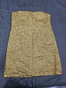 Sparkling Gold Sequin Strapless Dress