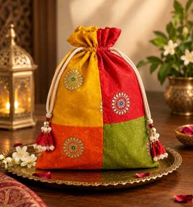 Diwali Gift - Vibrant Patchwork Style Pouch