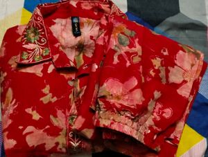 fixedd price ❌❌❌Vilas Red Floral Print Shirt & cor