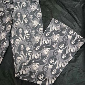low waist y2k Print Flare Pants bootcut