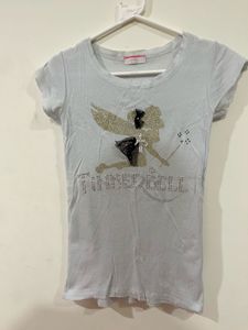 Grey Tinkerbell Embellished Fitted T-Shirt