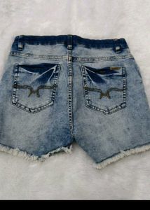 Distressed Frayed Denim Shorts