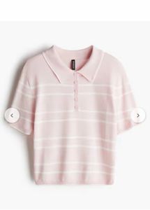 H&amp;M Pink Striped Polo Shirt