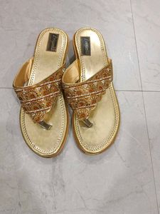 Gold Embellished Ethnic Flats 32 size