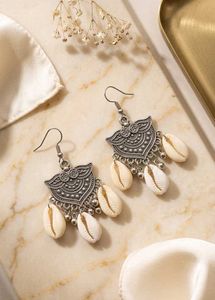 Boho Cowrie Shell Dangle Earrings