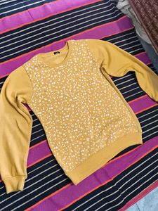 Floral Print Knit Sweater - Mustard Yellow