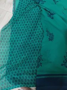 Green Floral Print Saree
