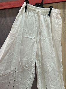 White Embellished Palazzos