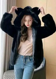 Cute Bear Ear Faux Fur Jacket