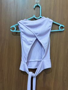 Light Purple Sleeveless Tie-Up Top
