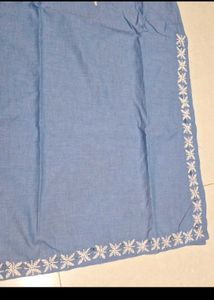 Blue Embroidered Cotton 3 piece set