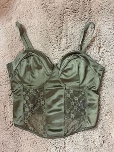 Satin Corset Top with Lace Detail