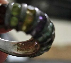 Imported Multi gemstone Statement Ring  Silver