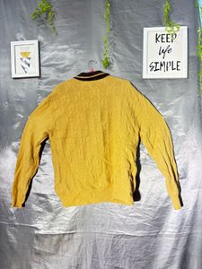 Men's Yellow Textured Knit Sweater