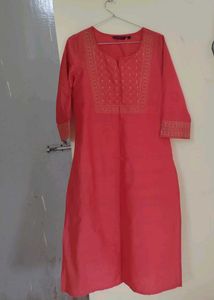 Coral Embroidered Kurta