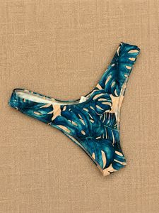 Tropical Print High-Cut Bikini Bottom