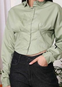 Stylish Sage Green Crop Top shirt