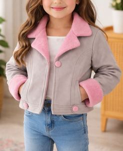 Girl's Stylish Pink Trim Jacket