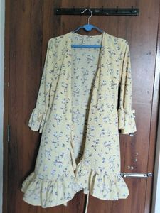 Yellow Floral Print Wrap Dress