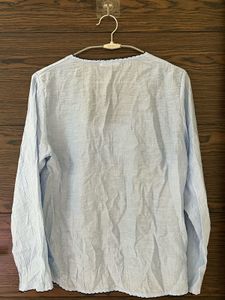 Light Blue V-Neck Long Sleeve Top
