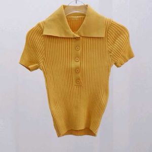 🌠Stretchable Chic Yellow Ribbed Polo T-Shirt🌠