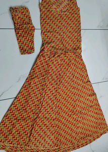Stylish Yellow & Red Kurta Set