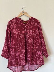 Maroon Floral Print Blouse